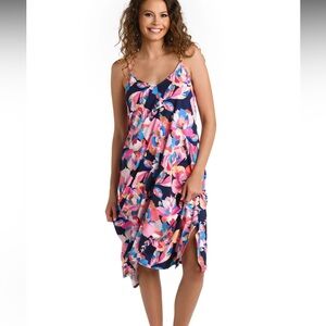 La Blanca Denim Bouquet Scarf Hem Dress or Cover Up
Size Medium NWT